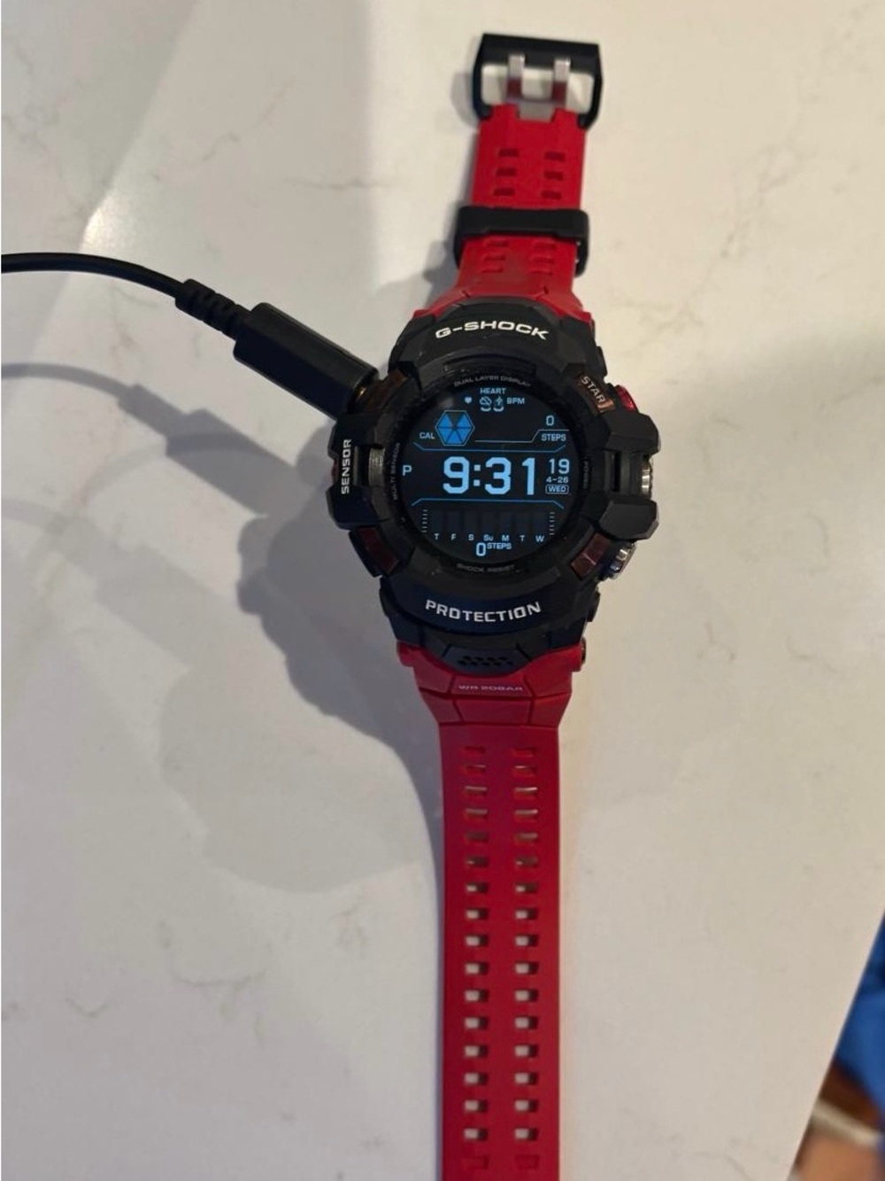 G-Shock Red and Black Digital Sport Watch with Rugged Bezel